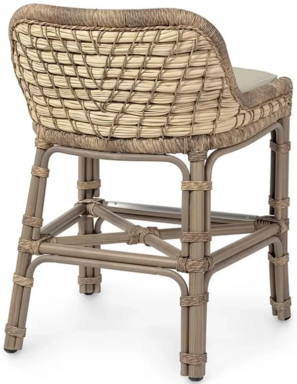 Palecek Capitola Coastal Beige Upholstered Brown Aluminum Outdoor Counter Stool