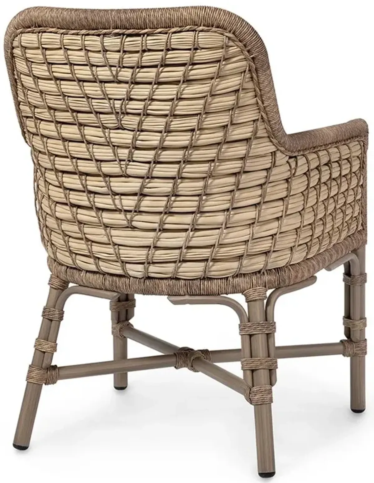 Palecek Capitola Coastal Beige Upholstered Brown Aluminum Outdoor Dining Arm Chair