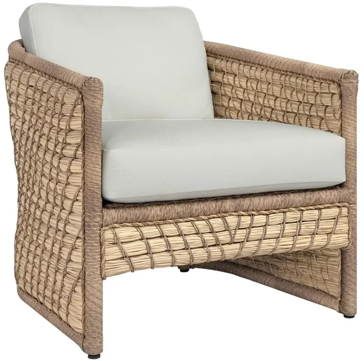 Palecek Capitola Coastal White Upholstered Brown Rope Aluminum Outdoor Lounge Chair