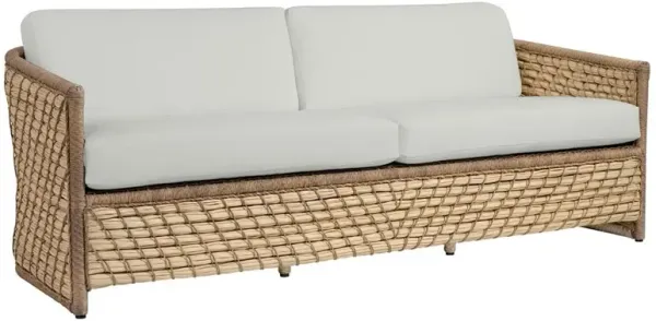 Palecek Capitola Coastal White Upholstered Brown Rope Aluminum Outdoor Sofa - 85"