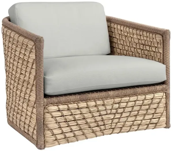 Palecek Capitola White Upholstered Brown Rope Aluminum Outdoor Swivel Lounge Chair