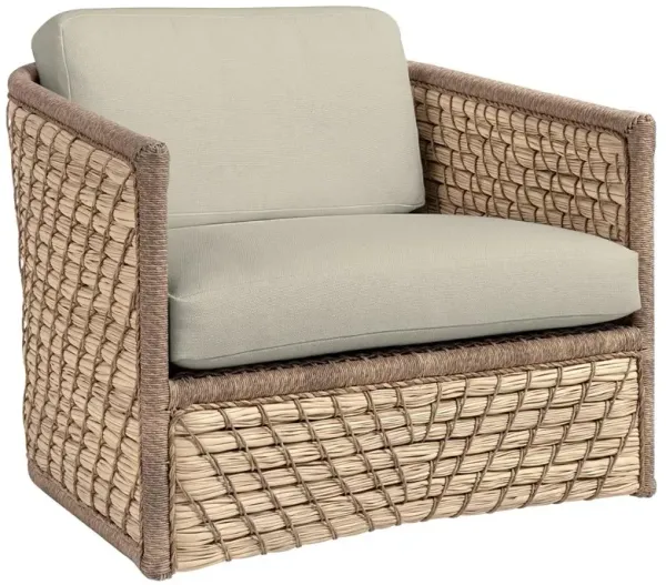 Palecek Capitola Beige Upholstered Brown Aluminum Outdoor Swivel Lounge Chair