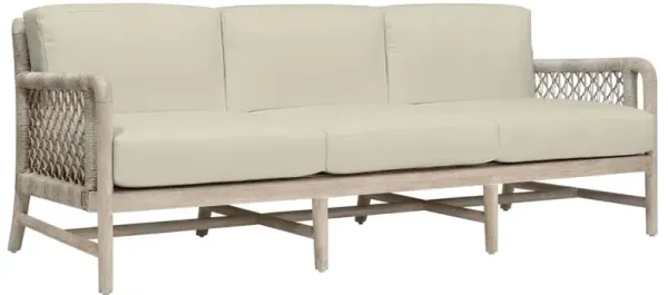 Palecek Montecito Coastal Beige Upholstered Woven Abaca Teak Outdoor Sofa - 86"