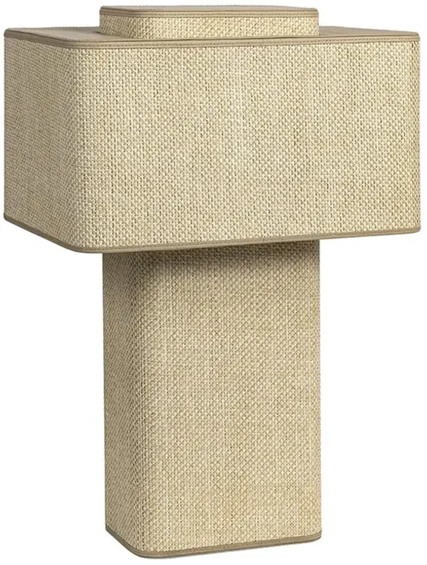 Palecek Harmon Coastal Beach Natural Raffia Shade Wood Table Lamp