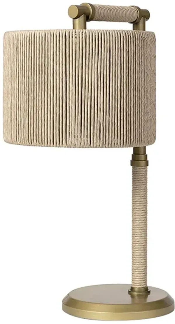 Palecek Carolina Coastal Beach Natural Rattan Shade Brass Outdoor Table Lamp