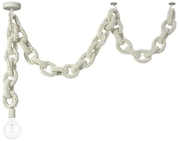 Palecek Coco Coastal Beach White Abaca Rope Chain Link Swag Pendant
