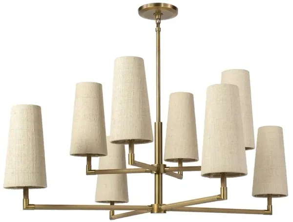 Palecek Irving Coastal Beach Natural Raffia Antique Brass Chandelier