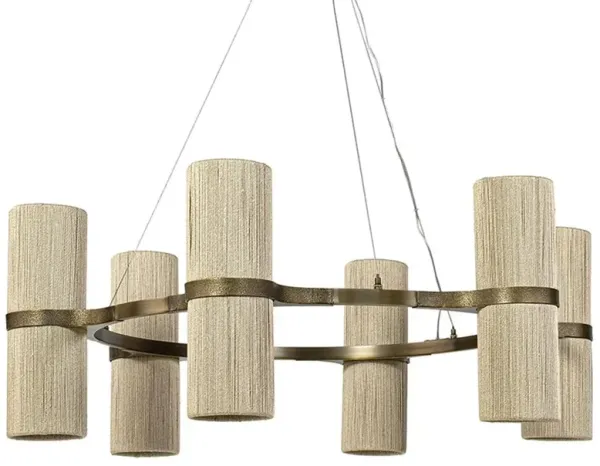 Palecek Sinclair Coastal Beach Natural Abaca Rope Chandelier - Small