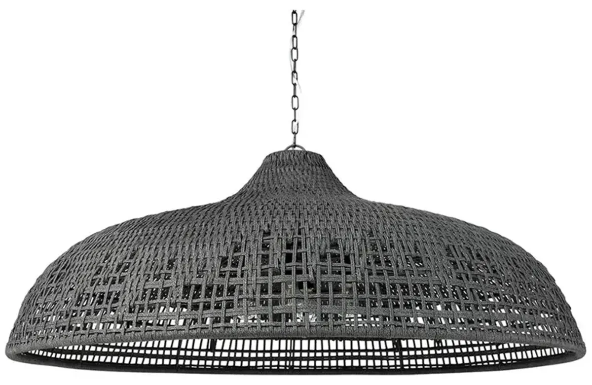 Palecek Westerly Coastal Charcoal Rope Black Aluminum Outdoor Chandelier - 54"