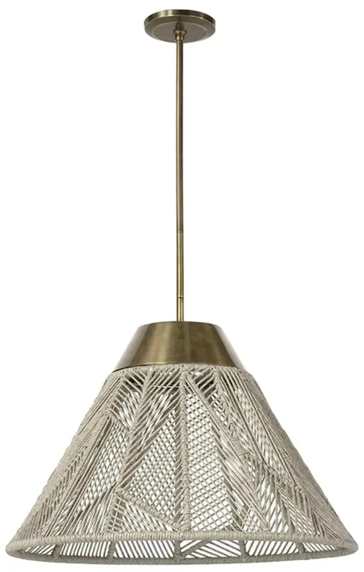 Palecek Salerno Coastal Whitewash Rope Antique Brass Outdoor Single Pendant