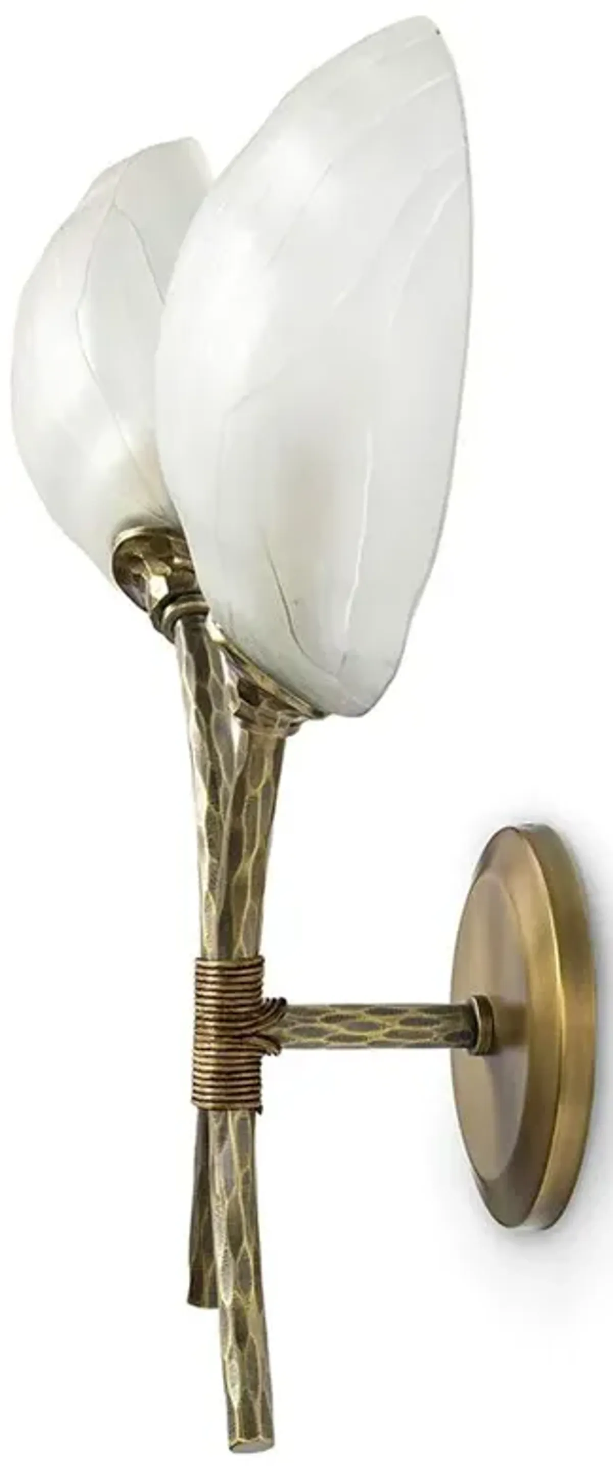 Palecek Terrence Coastal Beach Frosted Glass Brass Sconce - Left