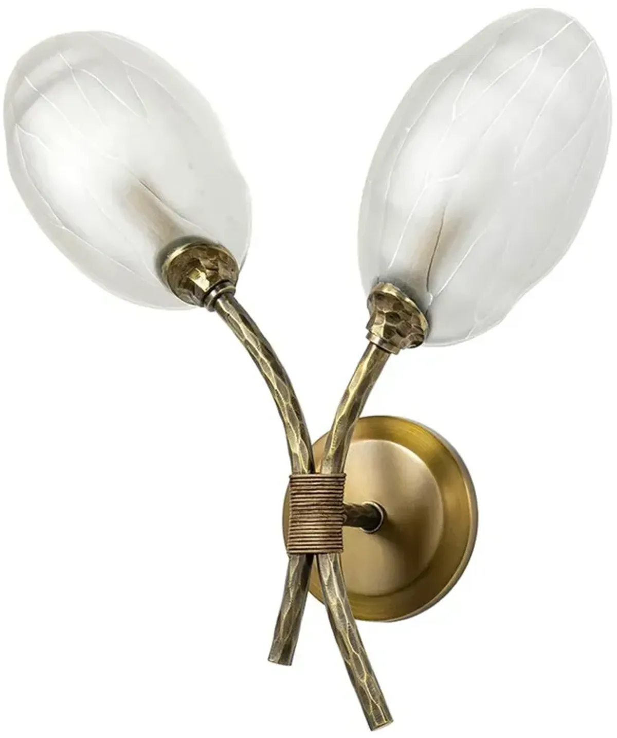 Palecek Terrence Coastal Beach Frosted Glass Brass Sconce - Left