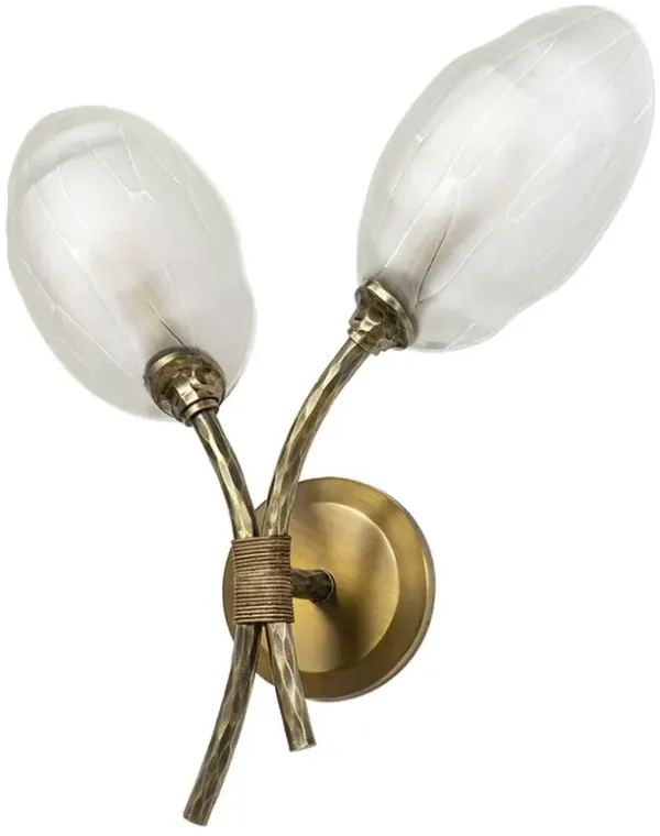 Palecek Terrence Coastal Beach Frosted Glass Brass Sconce - Right