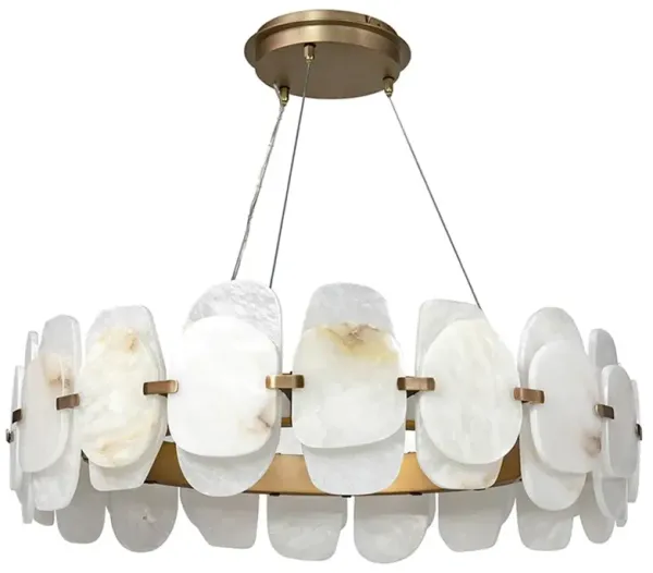 Palecek Charlize Modern Classic Alabaster Antique Brass Aluminum Chandelier