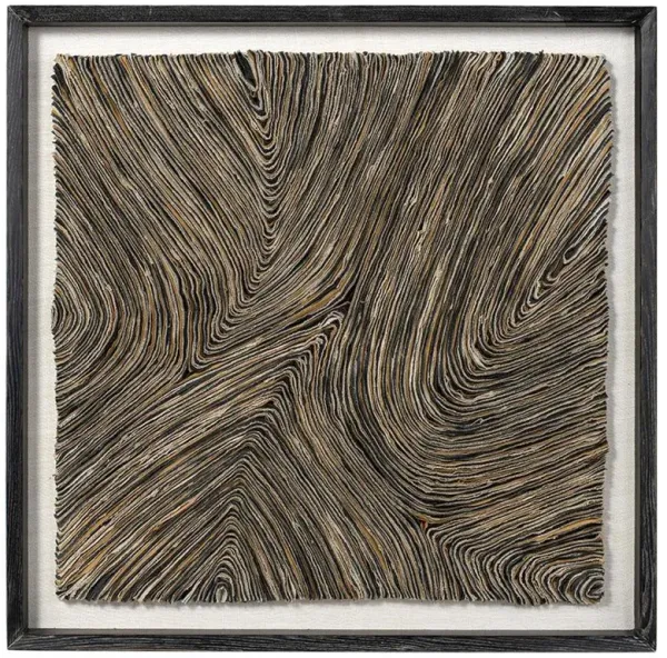 Palecek Harlowe Modern Charcoal Abstract Black Frame Mixed Media - 41x41