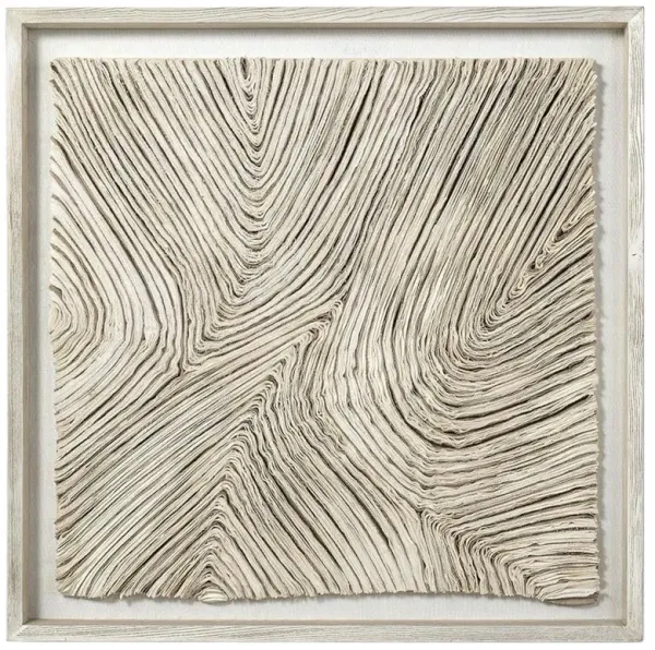 Palecek Harlowe Modern Natural Abstract White Frame Mixed Media - 41x41