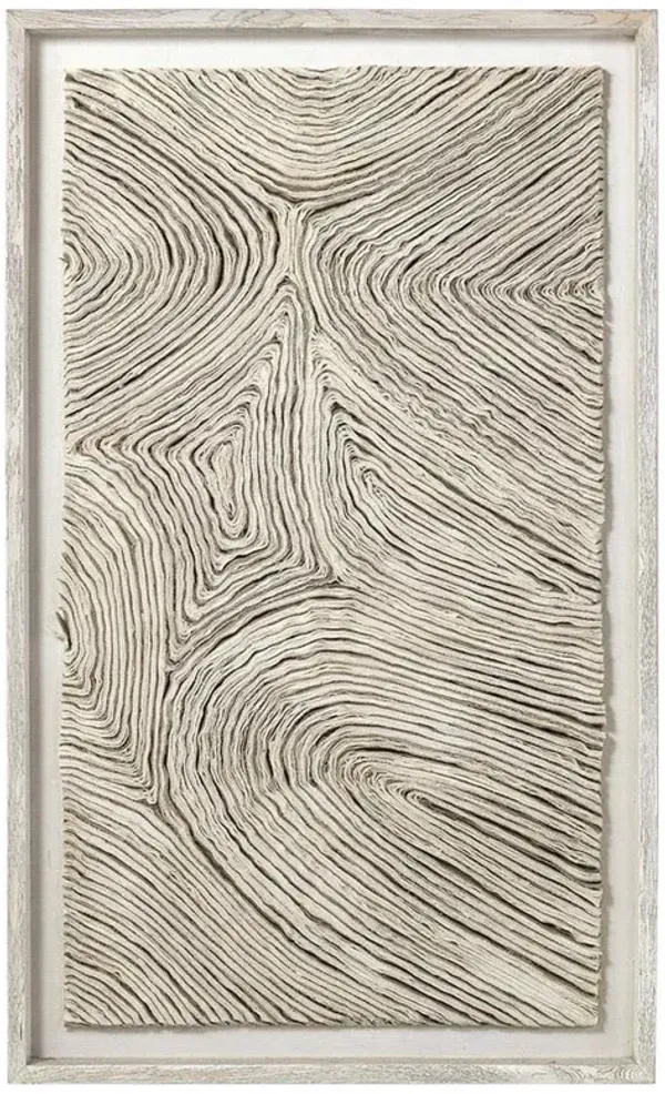 Palecek Harlowe Modern Natural Abstract White Frame Mixed Media - 60x36