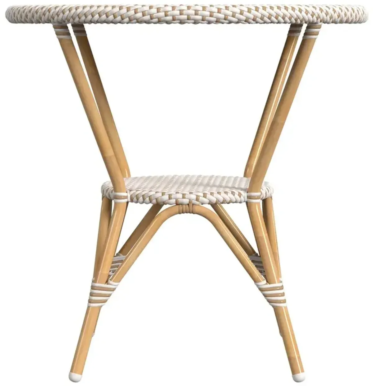 Lily French Country Beige Woven Rattan Round Outdoor Bistro Table - 30"