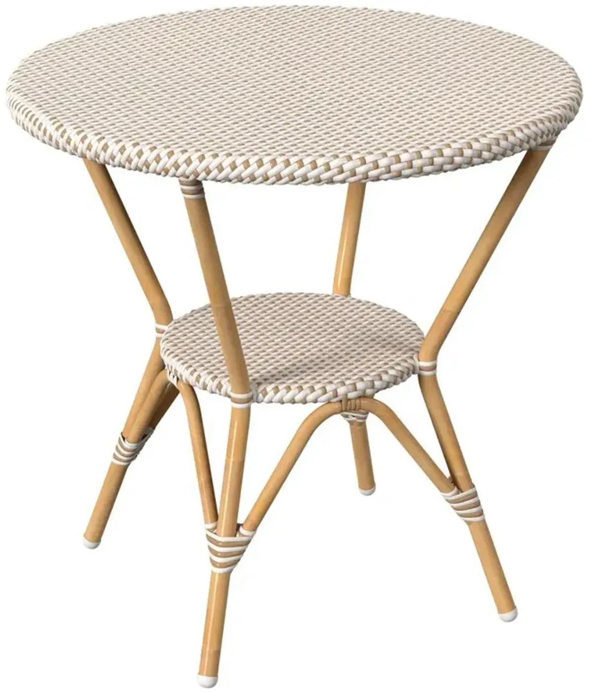 Lily French Country Beige Woven Rattan Round Outdoor Bistro Table - 30"