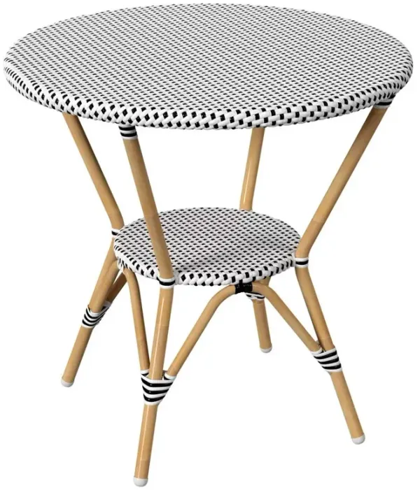 Lily French Country Black Woven Rattan Round Outdoor Bistro Table - 30"
