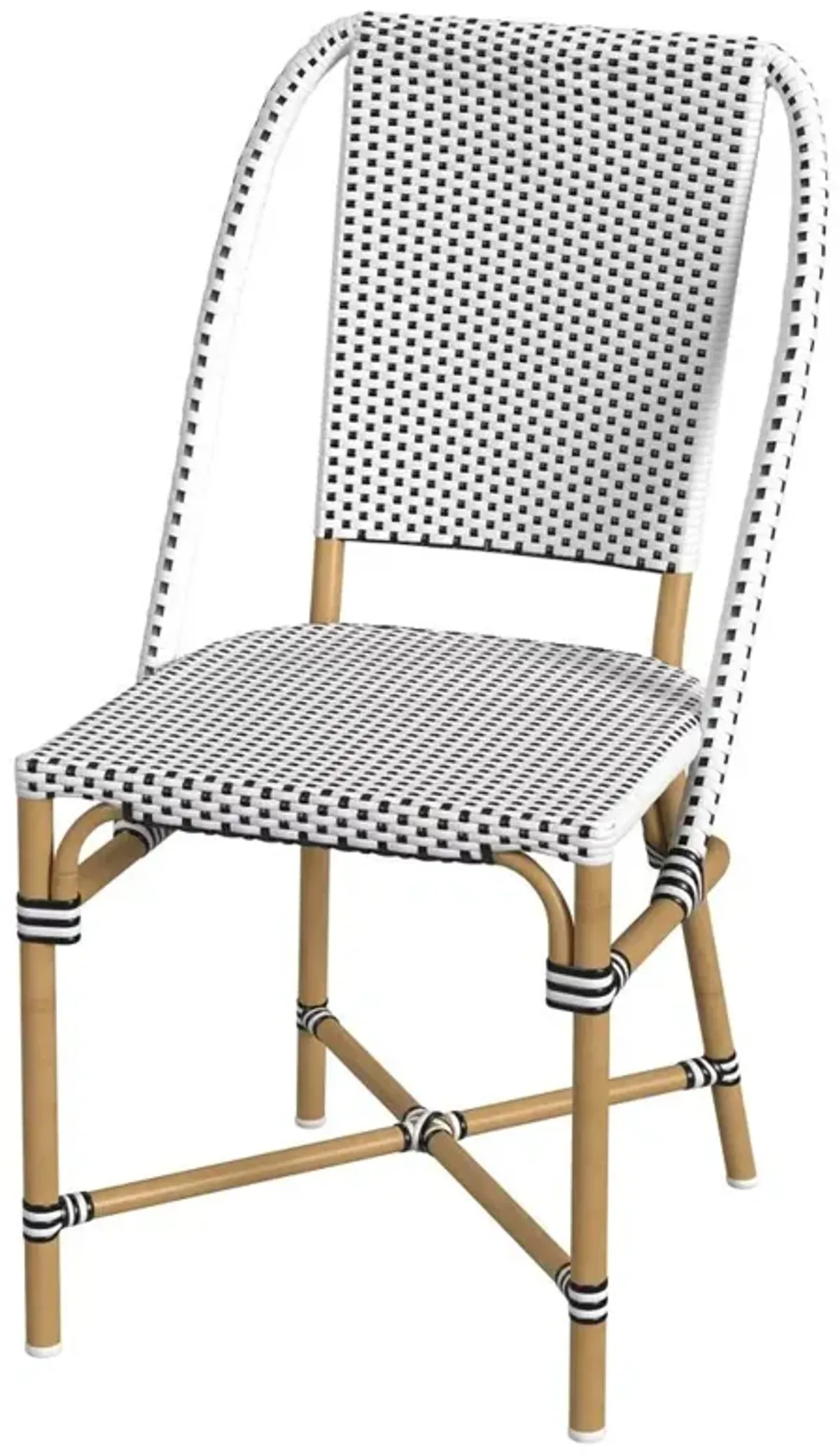 Lily French Country Black Woven Rattan Outdoor Bistro Dining Chair