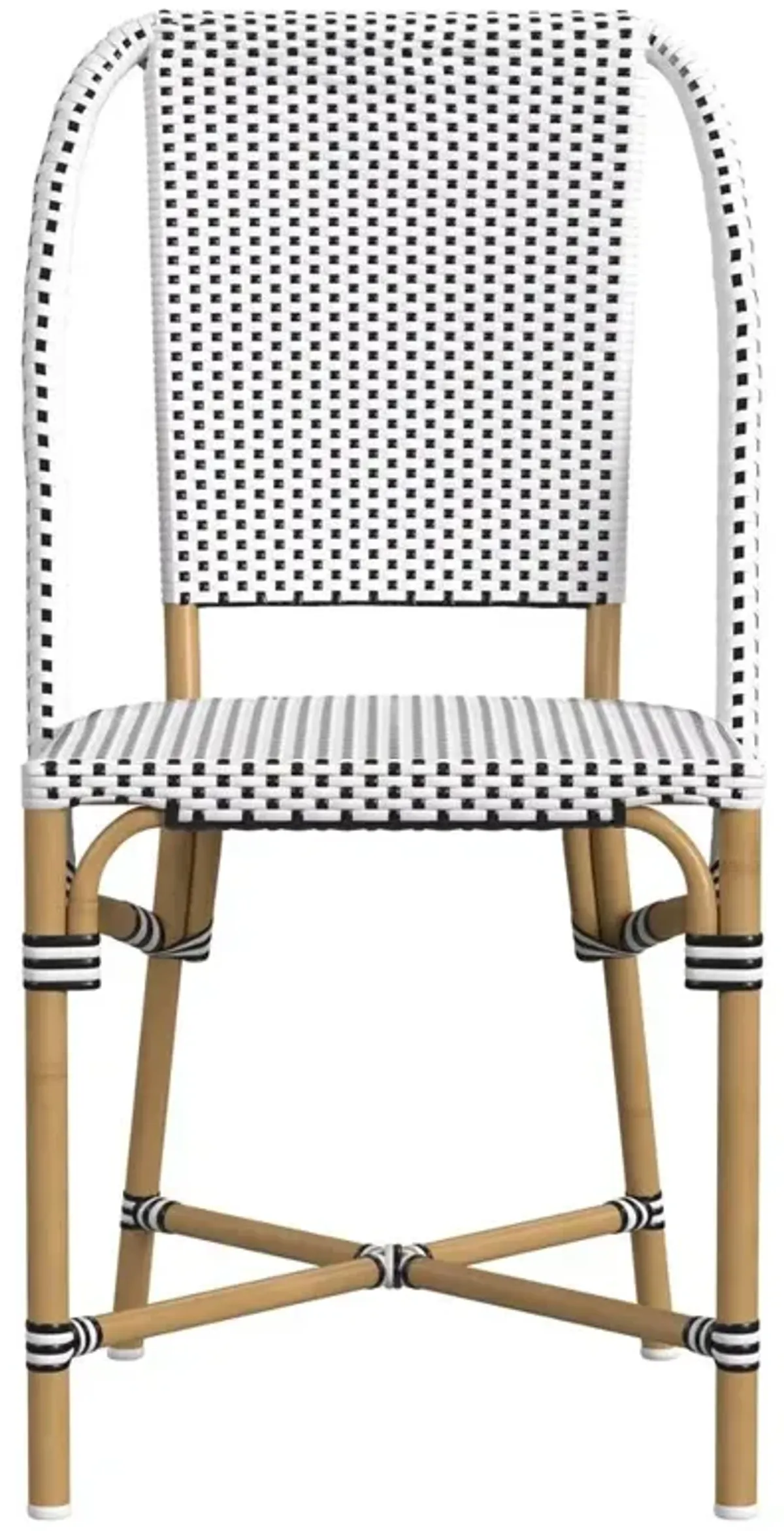 Lily French Country Black Woven Rattan Outdoor Bistro Dining Chair