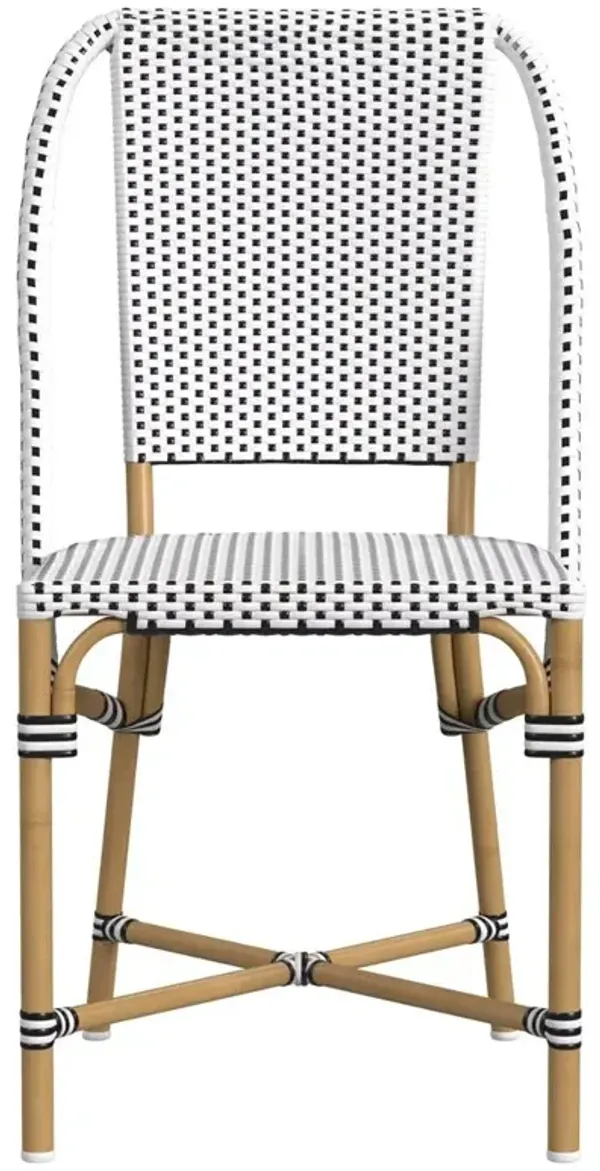 Lily French Country Black Woven Rattan Outdoor Bistro Dining Chair