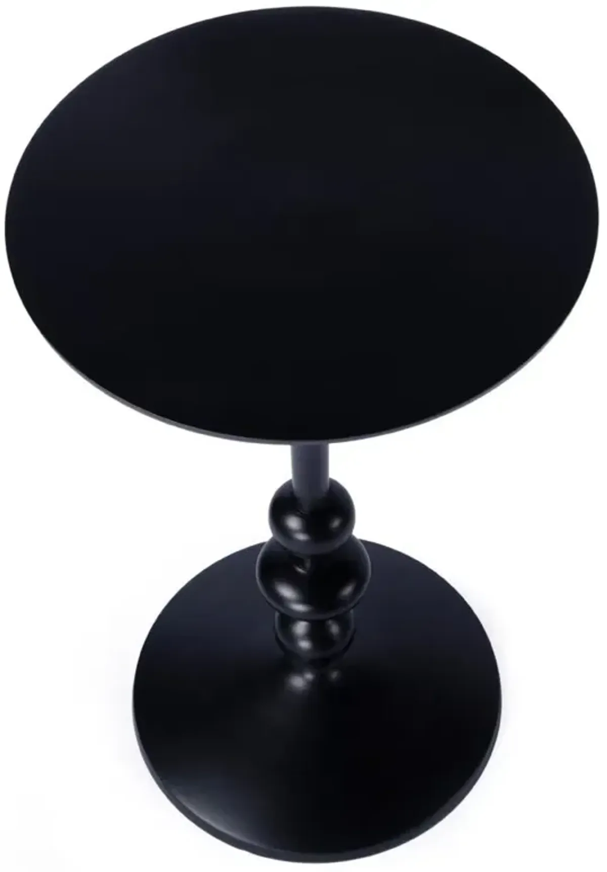 Giffard French Country Black Metal Round Outdoor Pedestal Side Table