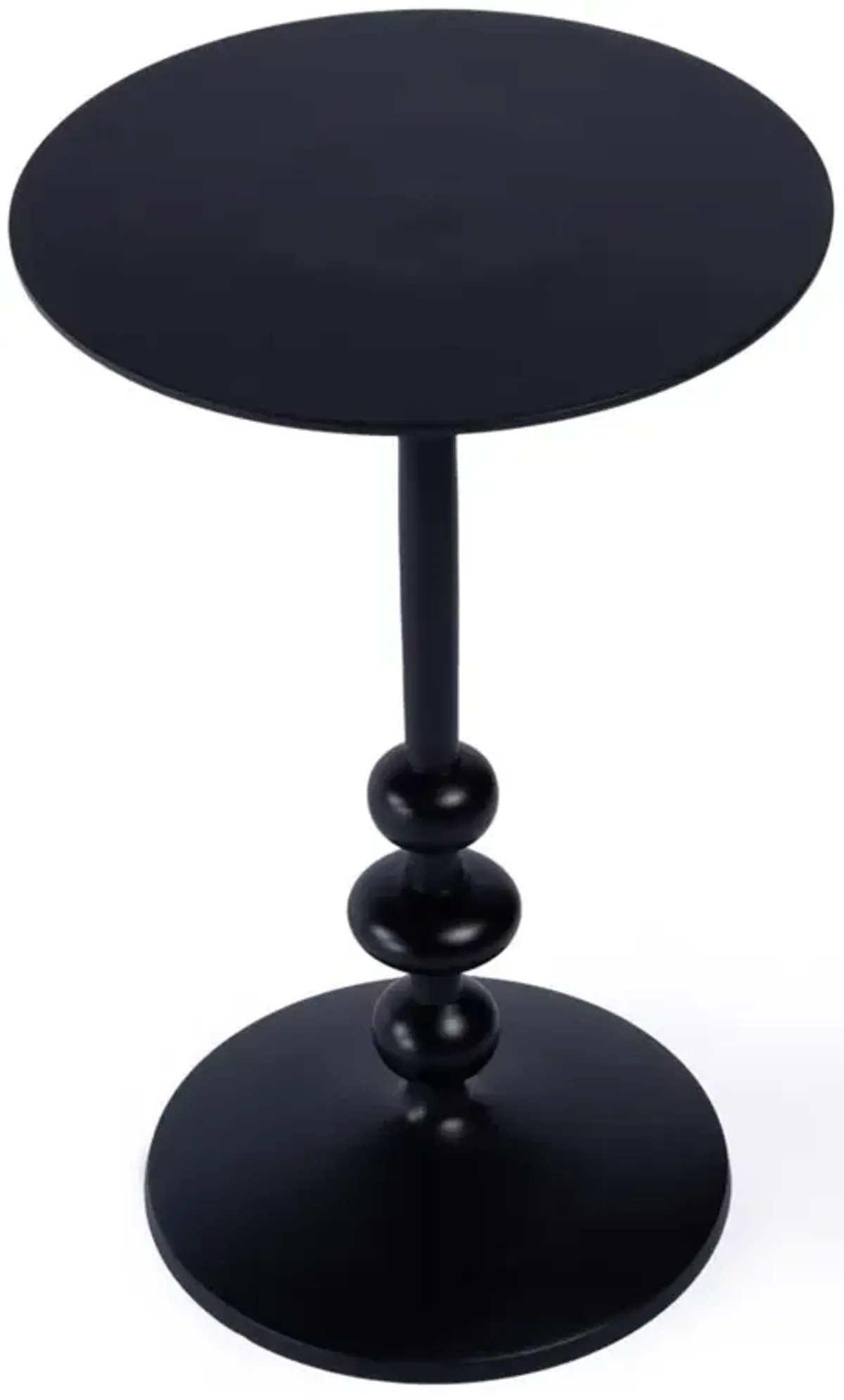 Giffard French Country Black Metal Round Outdoor Pedestal Side Table