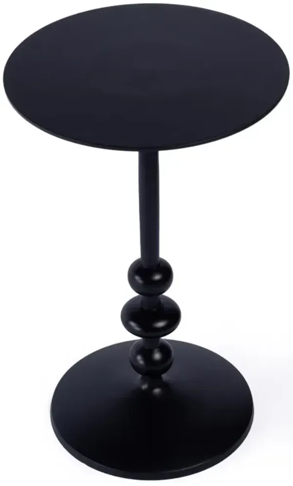 Giffard French Country Black Metal Round Outdoor Pedestal Side Table