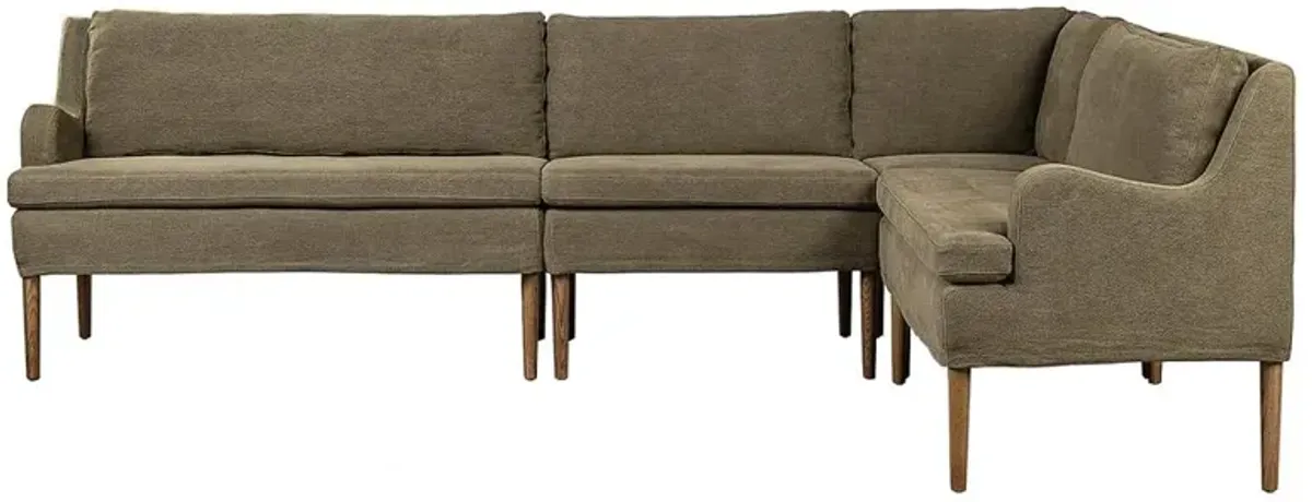 Aurelia Broadway Olive Linen Dining L-Shape Banquette - 115"