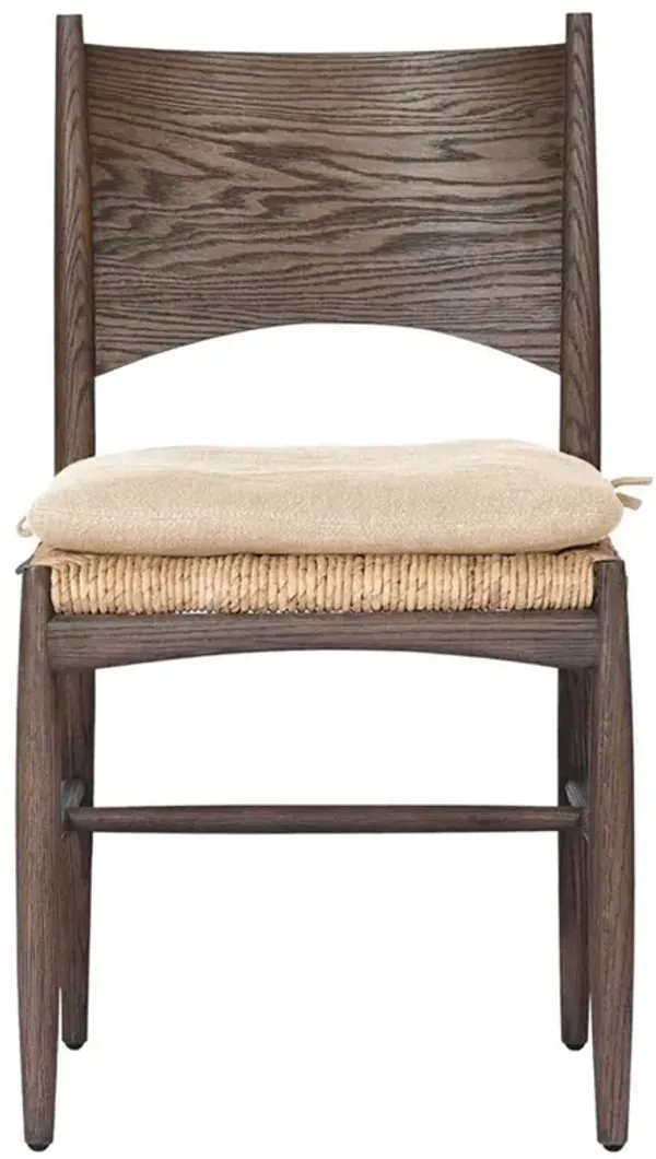 Clara Rustic Lodge Beige Performance Dark Brown Oak Dining Side Chair