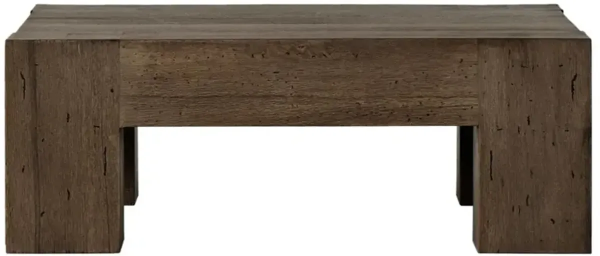 Oliver Rustic Lodge Dark Brown Oak Wood Square Coffee Table - 40"