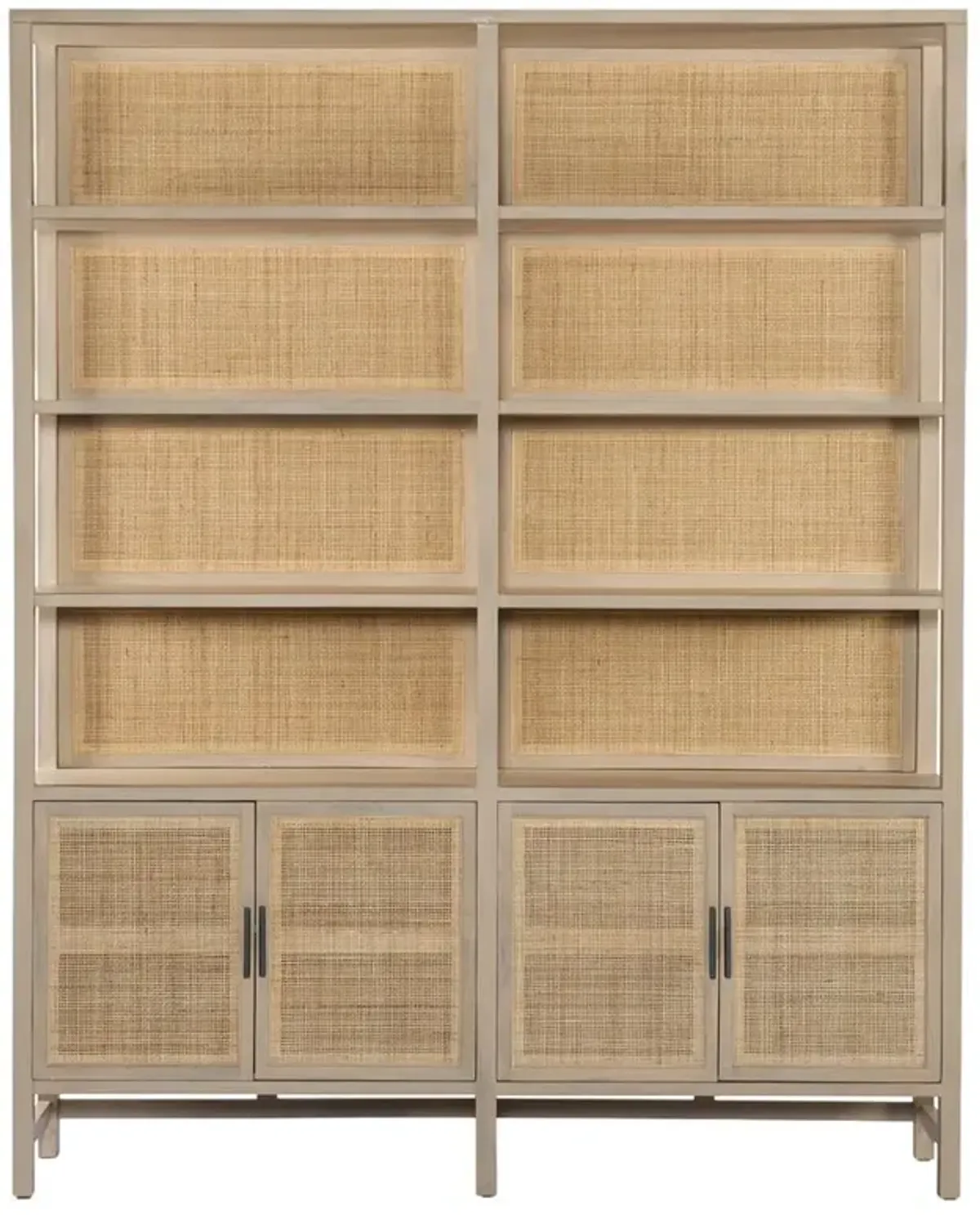 Corazon Coastal Beach Natural Mango Wood Woven Cane Bookcase