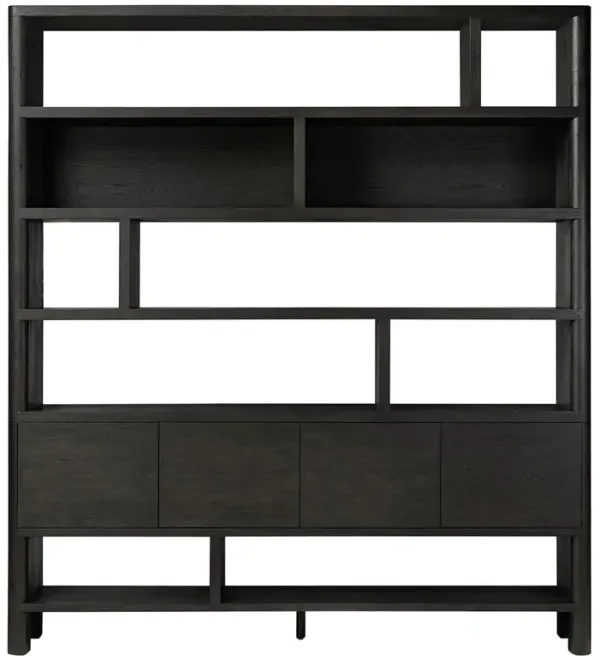 Slade Rustic Lodge Black Oak Wood Wide Bookcase