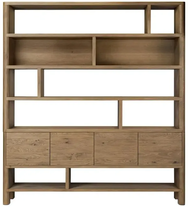 Slade Rustic Lodge Brown Oak Wide Wood Bookcase