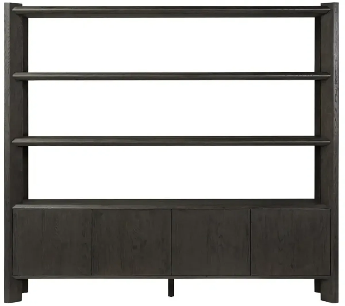Edward Modern Classic Black Oak Wood Wide Bookcase