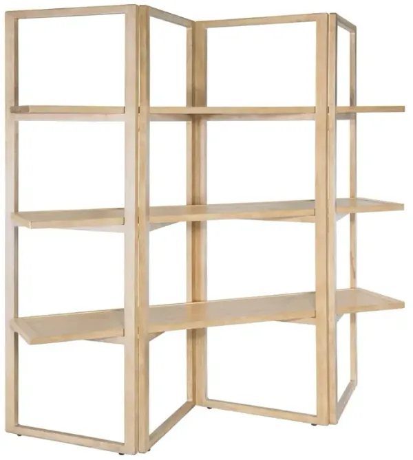 Wesley Modern Classic Brown Oak Wood Folding Bookcase