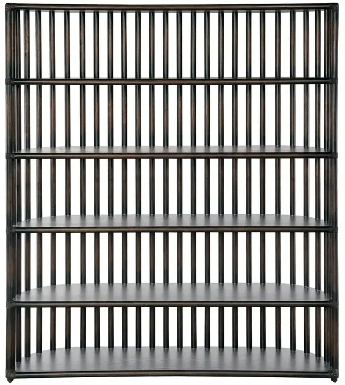 Lincoln Modern Classic Black Oak Wood Curved Bookcase