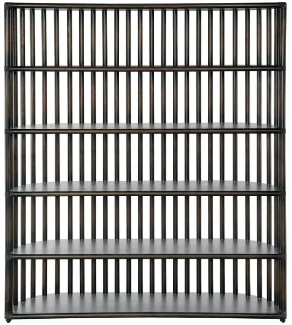 Lincoln Modern Classic Black Oak Wood Curved Bookcase