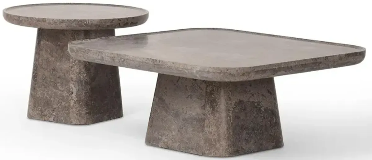Barley Modern Classic Grey Marble Nesting Coffee Tables