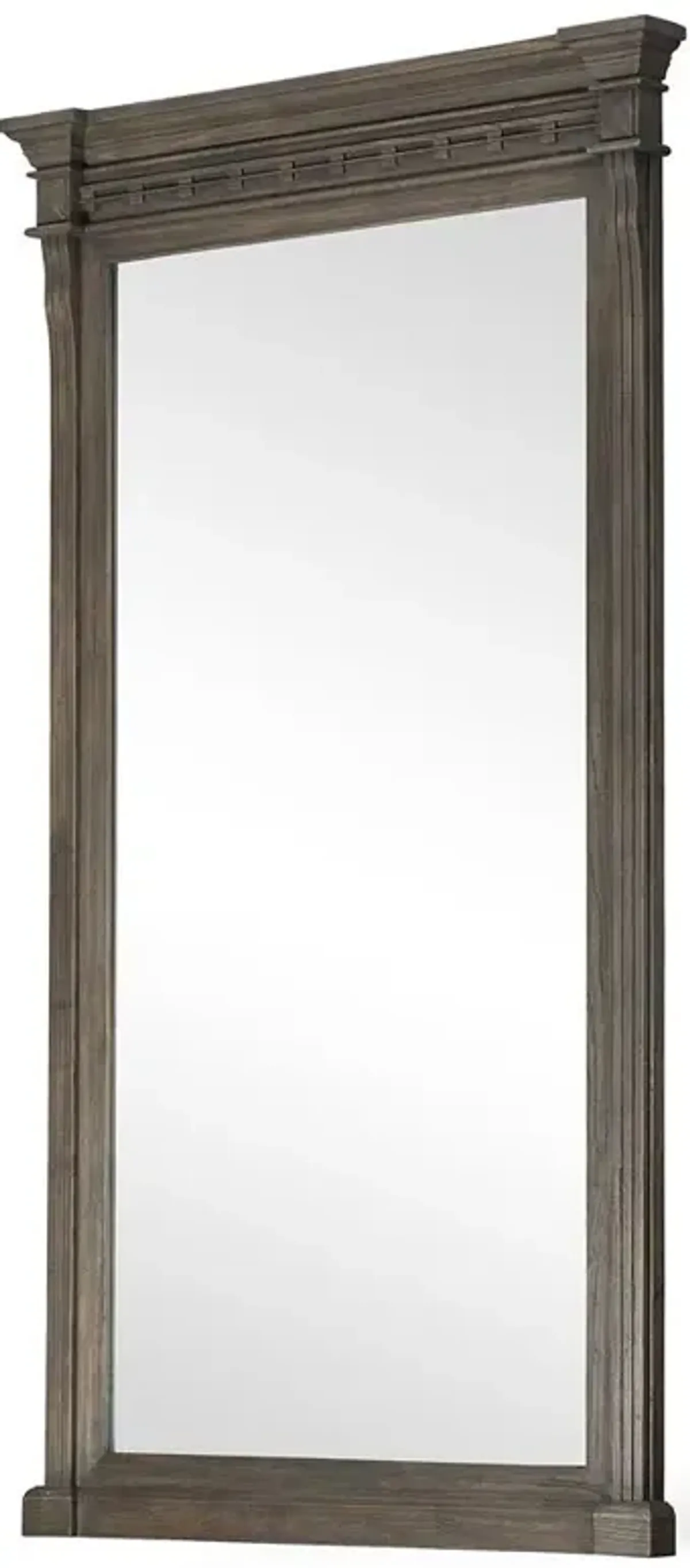 Hyram French Country Weathered Dark Brown Solid Elm Wood Floor Mirror