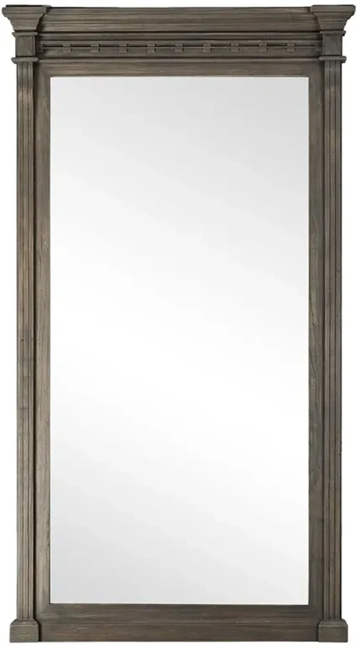 Hyram French Country Weathered Dark Brown Solid Elm Wood Floor Mirror