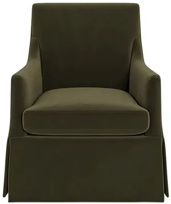 Brigitte Boxwood Green Performance Velvet Swivel Chair