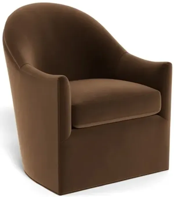 Giverny Molasses Performance Velvet Swivel Chair