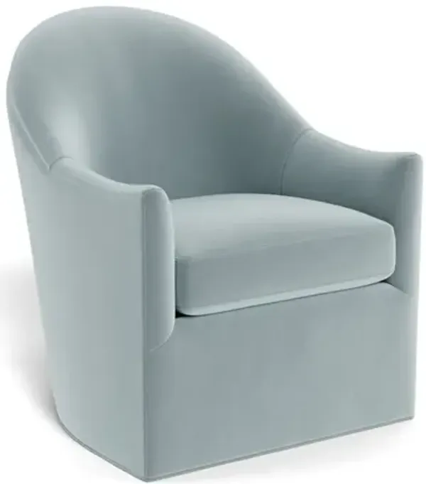 Giverny Saltwater Blue Performance Velvet Swivel Chair