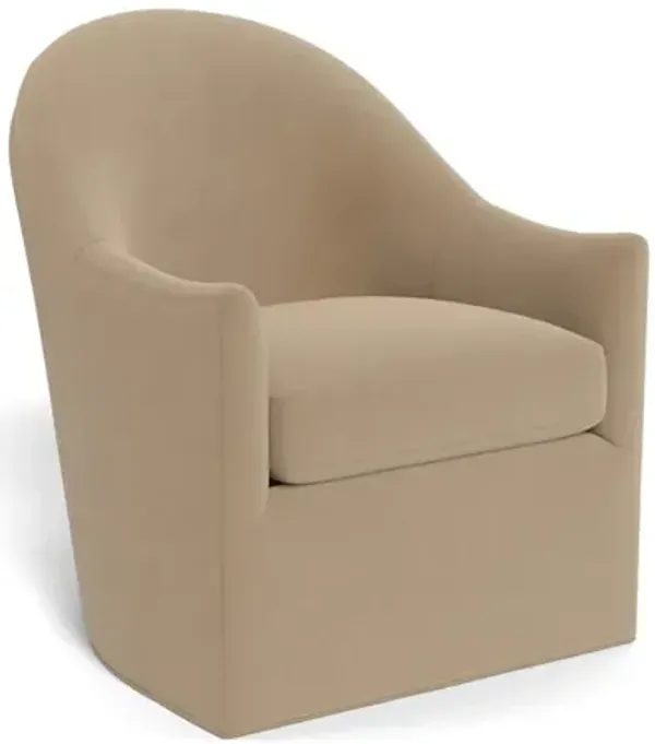 Giverny Sand Dune Performance Velvet Swivel Chair