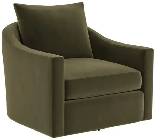 Halle Boxwood Green Performance Velvet Swivel Chair