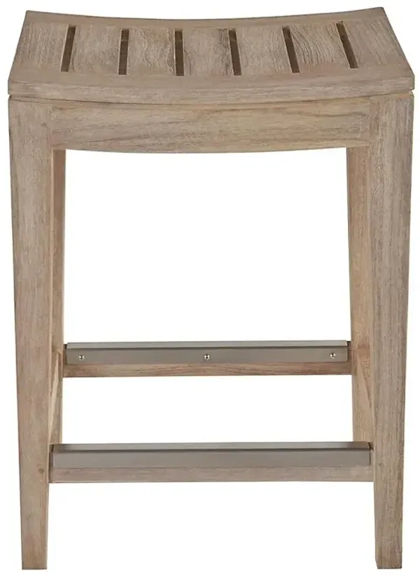 Sophia Coastal Beach Brown Teak Outdoor Counter Stool