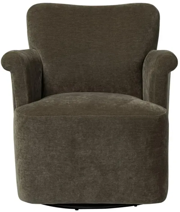 Camellia Malmo Olive Velvet Swivel Chair